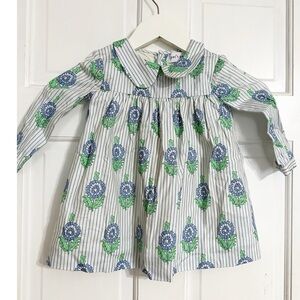 Petit Peony Blue Floral Infant Dress Sz 18-24M
